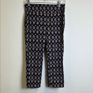 Van Heusen Women’s Size 4 Patterned Navy and Pink Cropped Pants